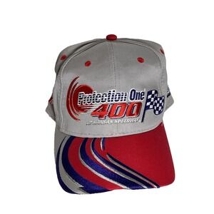 Vintage NASCAR Protection One 400 Kansas Speedway 2001 Snapback Hat Grey Red